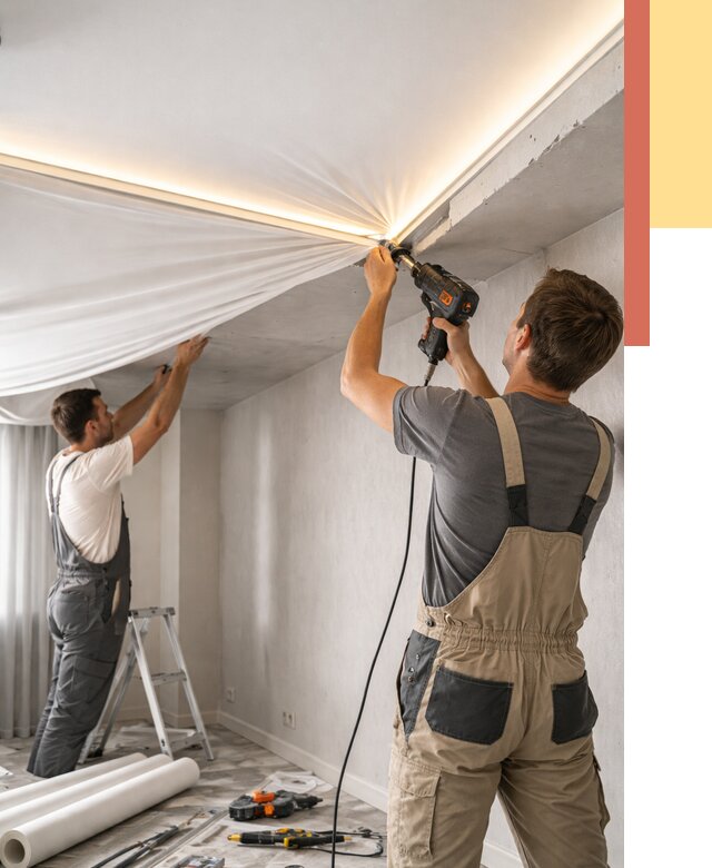 Монтаж натяжного потолка с подсветкой в Сургуте от 971 руб. | ОТДЕЛОЧНИК-Срг