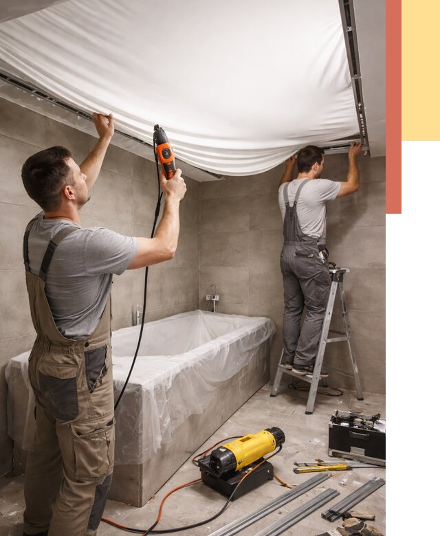 Монтаж натяжного потолка в ванной в Сургуте от 1227 руб. под ключ | ОТДЕЛОЧНИК-Срг