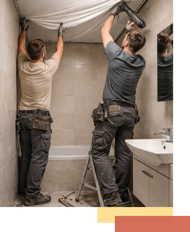 Монтаж натяжного потолка в ванной в Сургуте быстро и качественно