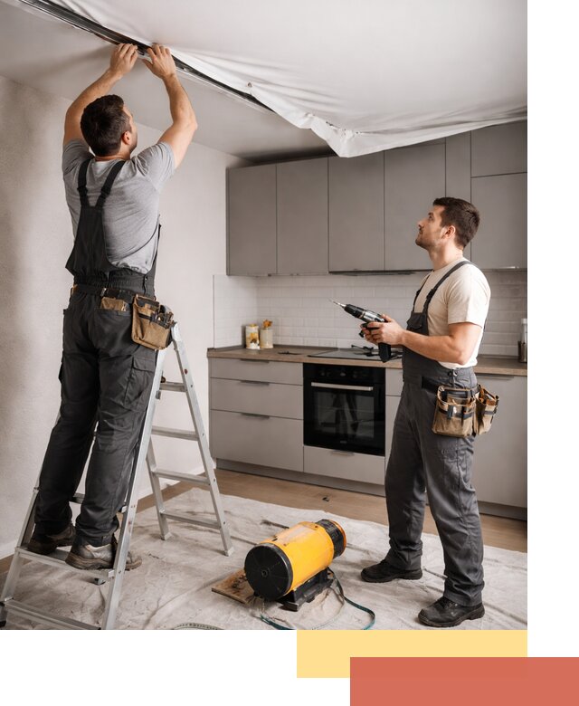 Монтаж натяжного потолка на кухне в Сургуте