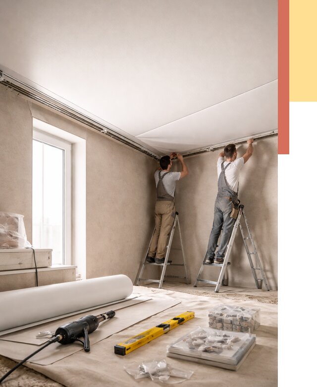 Монтаж натяжного потолка в спальне в Сургуте от 3884 руб. под ключ | ОТДЕЛОЧНИК-Срг