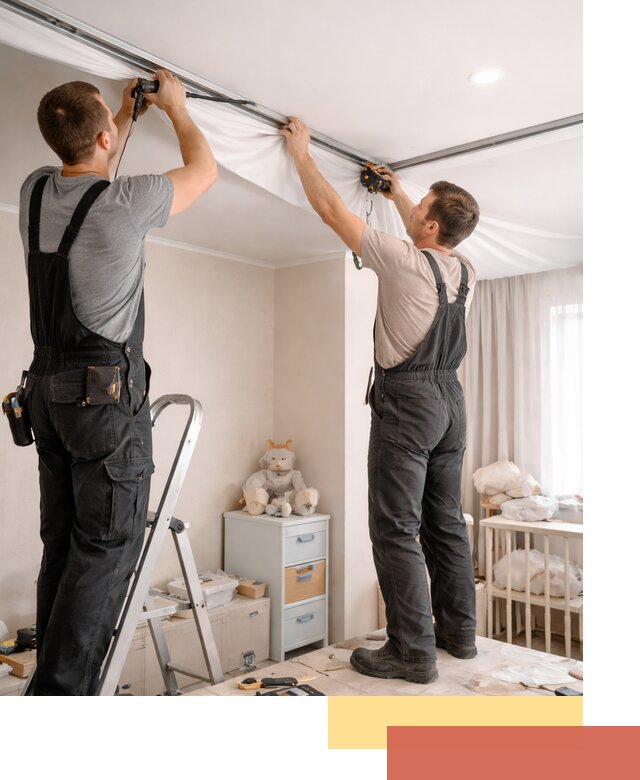 Монтаж натяжного потолка в детской комнате в Сургуте