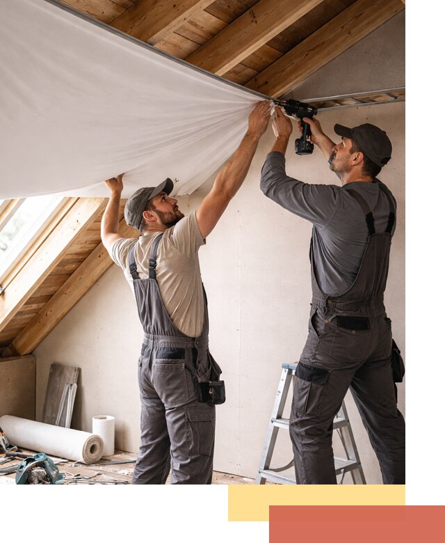 Монтаж натяжного потолка в мансарде в Сургуте