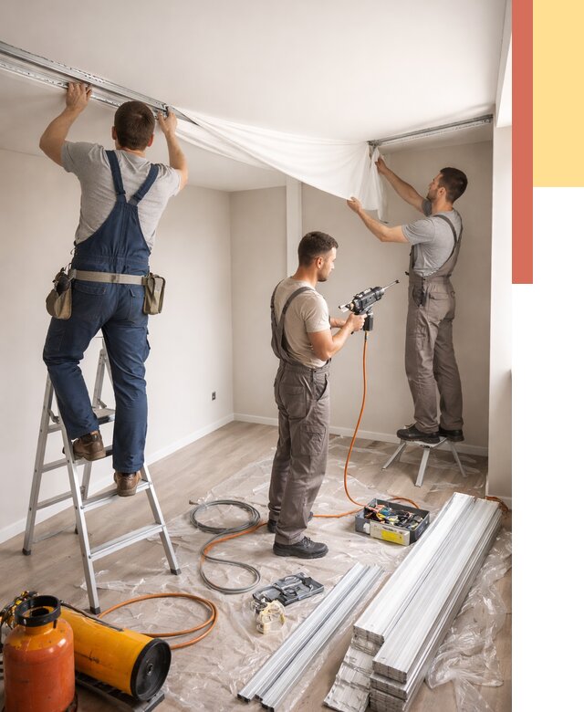 Монтаж натяжного потолка в студии в Сургуте от 5622 руб. — быстро и недорого | ОТДЕЛОЧНИК-Срг