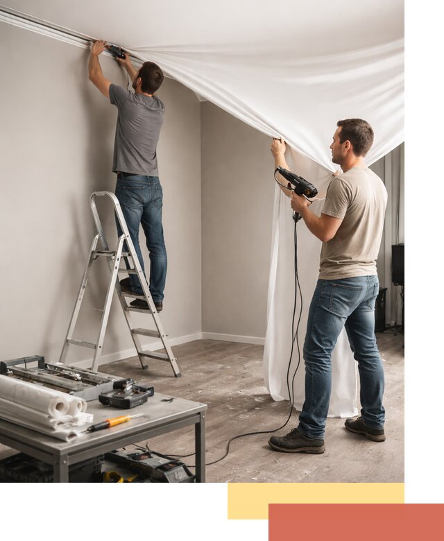 Монтаж натяжного потолка в студии в Сургуте