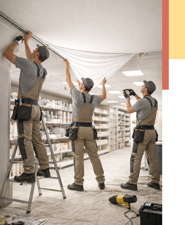 Монтаж натяжного потолка в магазине в Сургуте от 4600 руб. быстро и недорого | ОТДЕЛОЧНИК-Срг