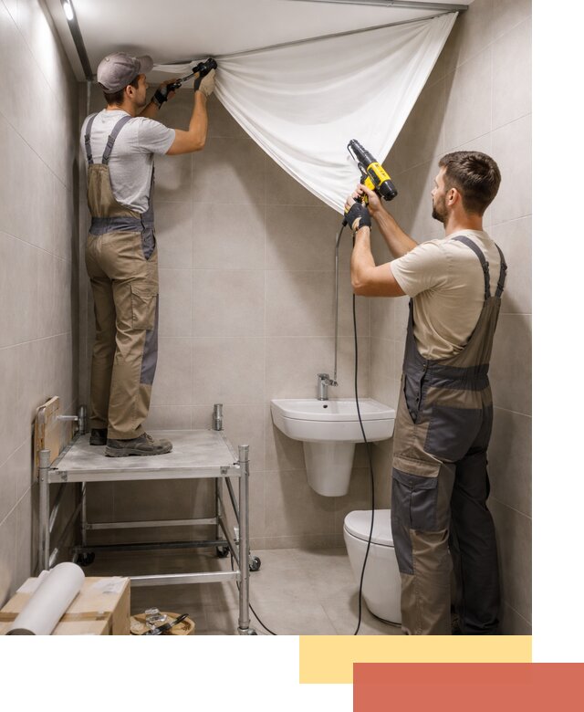 Монтаж натяжного потолка в санузле в Сургуте