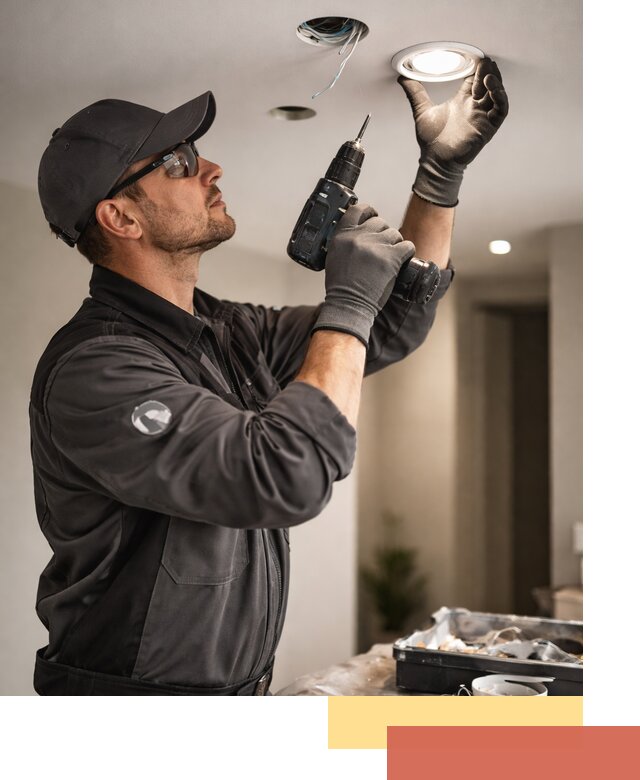 Установка точечных светильников в натяжной потолок в Сургуте