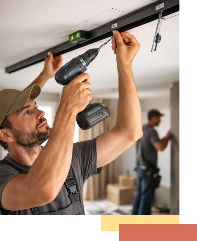 Установка трековых светильников в натяжной потолок в Сургуте