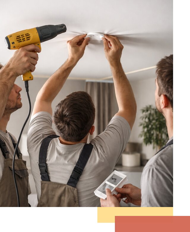 Ремонт прокола полотна натяжного потолка в Сургуте