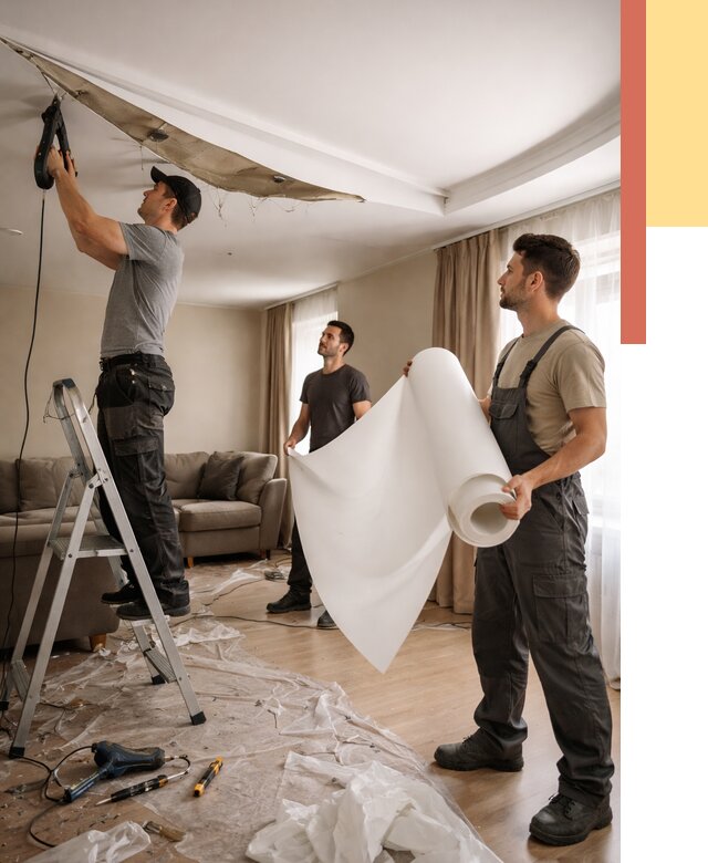 Замена полотна натяжного потолка в Сургуте от 9711 руб. быстро и недорого | ОТДЕЛОЧНИК-Срг