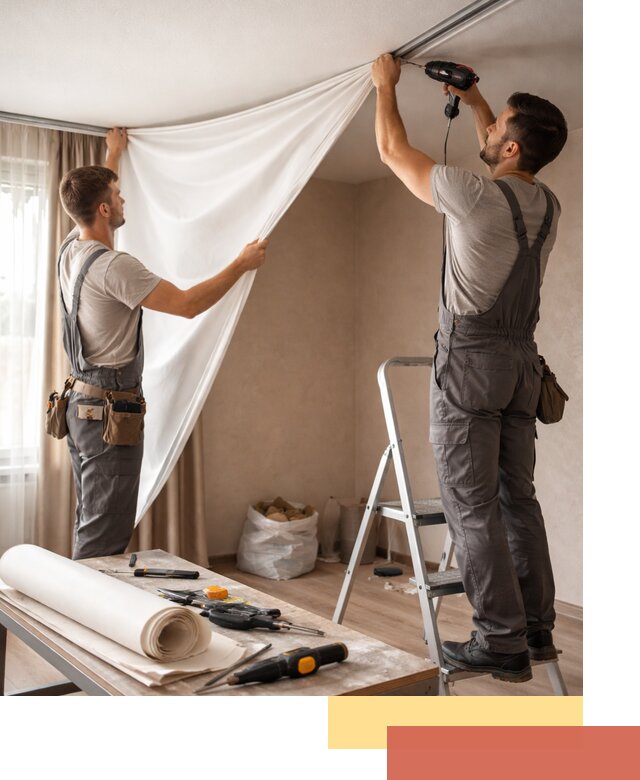 Замена полотна натяжного потолка в Сургуте быстро и качественно