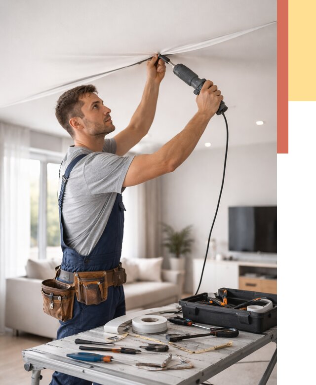 Ремонт натяжных потолков в Сургуте от 9711 руб. под ключ — ОТДЕЛОЧНИК-Срг