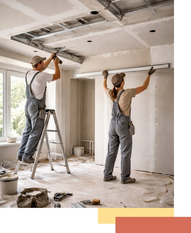 Монтаж многоуровневого потолка из гипсокартона в Сургуте