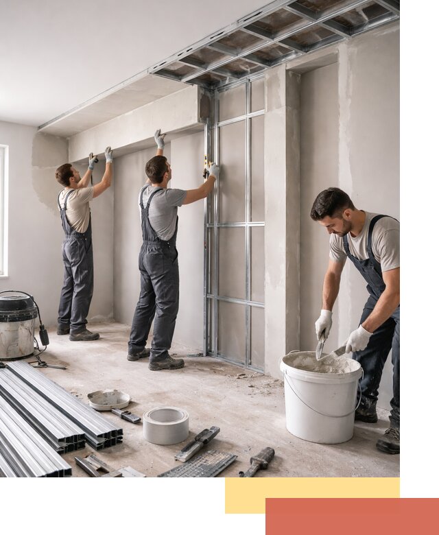 Монтаж потолка из гипсокартона с нишей в Сургуте