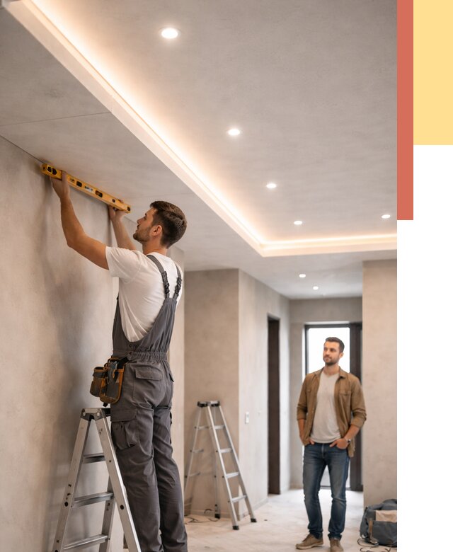 Потолок из гипсокартона с подсветкой в Сургуте от 767 руб./м2 под ключ | ОТДЕЛОЧНИК-Срг