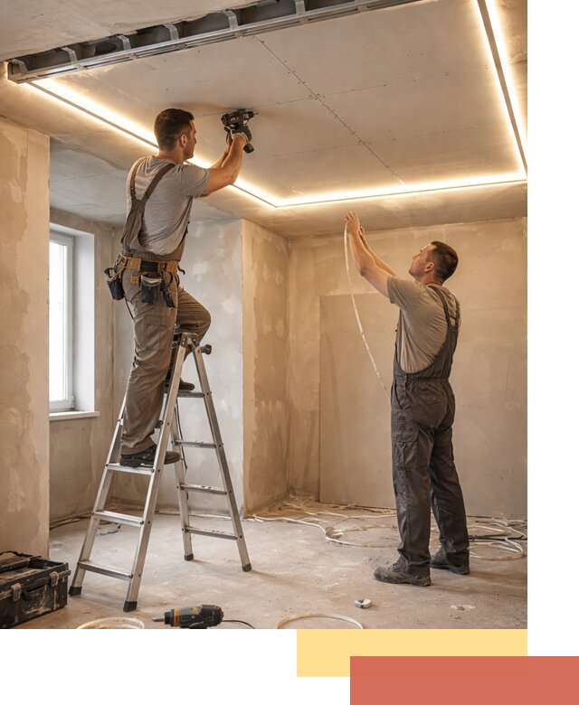 Потолок из гипсокартона с подсветкой в Сургуте