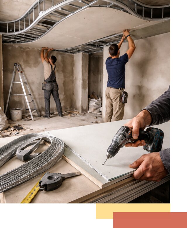 Криволинейный потолок из гипсокартона в Сургуте — монтаж и отделка