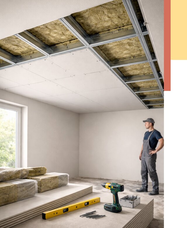 Звукоизоляция потолка ГКЛ в Сургуте от 971 руб. — монтаж под ключ | ОТДЕЛОЧНИК-Срг