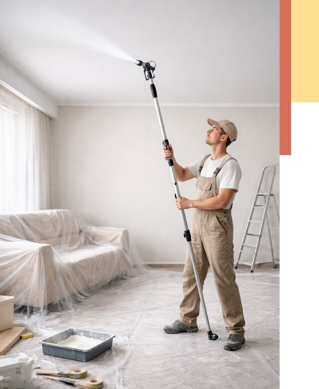 Покраска потолка краскопультом в Сургуте от 4600 руб. быстро и недорого | ОТДЕЛОЧНИК-Срг