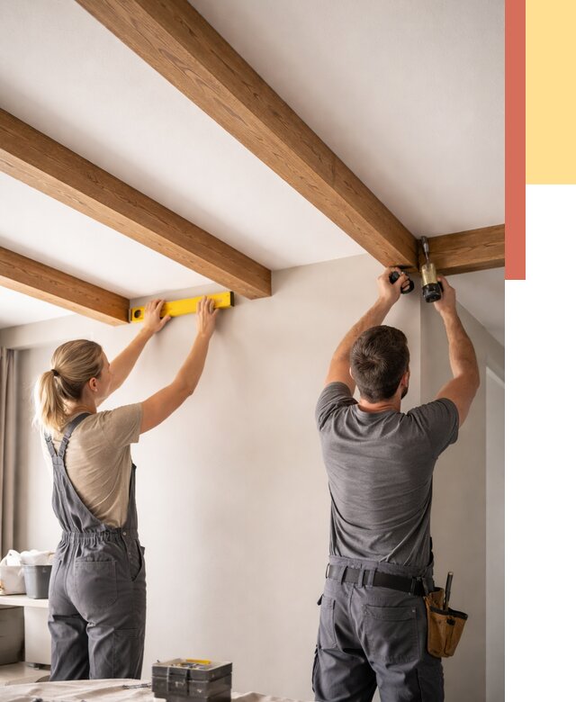 Монтаж декоративных балок на потолок в Сургуте от 4293 руб. — ОТДЕЛОЧНИК-Срг