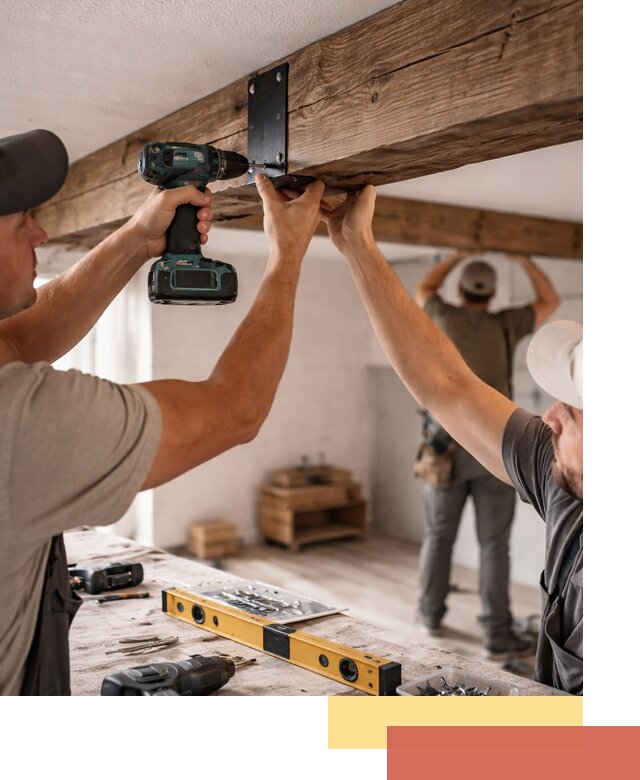 Монтаж декоративных потолочных балок в Сургуте